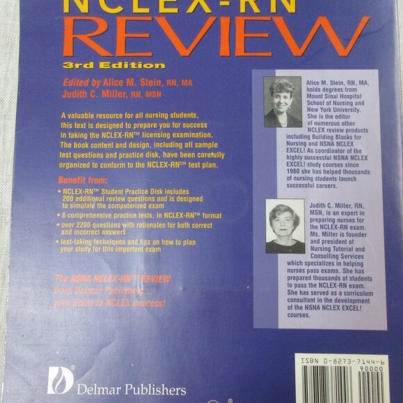 NSNA, NCLEX - RN Review Delmar Cengage Learning 1994 Paperback Judith C. Miller - Picture 2 of 7